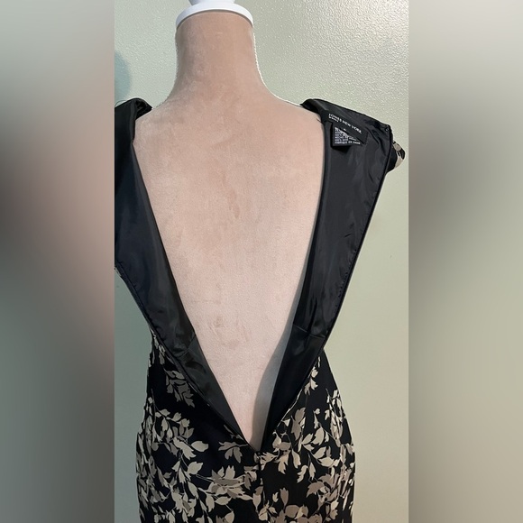 Jones New York Black Floral Baby Doll VTG   Silk Grudge Y2K Sheath Midi Dress 4 - Picture 11 of 15